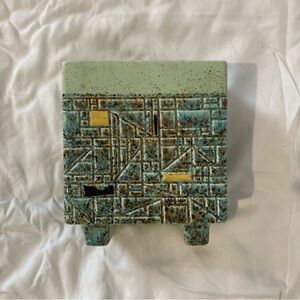 Vintage Mid Century Modern Geometric Art Deco Era MCM Ceramic Vase Planter Decor